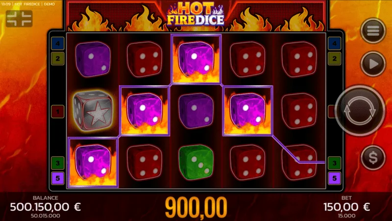 Hot Fire Dice - основна игра и разширяващ се символ Fire Blaze
